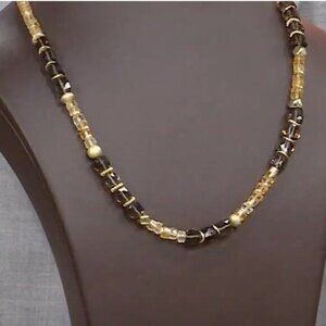 Rarities Carol Brodie SMOKY QUARTZ & CITRINE Bead Necklace NWT